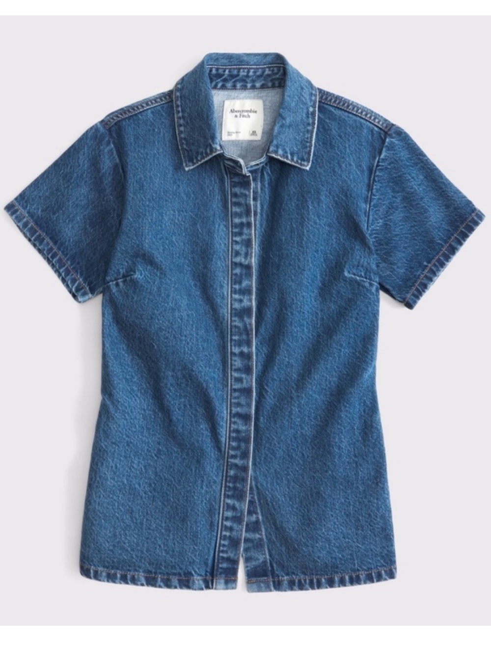 Abercrombie & Fitch Denim Peplum Shirt Medium Wash M - Picture 2 of 14